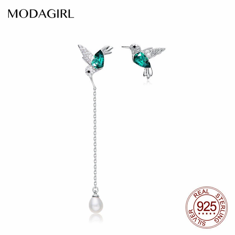 MODAGIRL Green Crystal Kingfisher Hummingbird Earrings with Pearl Top Quality Genuine S925 Sterling Silver Jewelry for Women
MODAGIRL Green Crystal Kingfisher Hummingbird Earrings with Pearl Top Quality Genuine S925 Sterling Silver Jewelry for Women