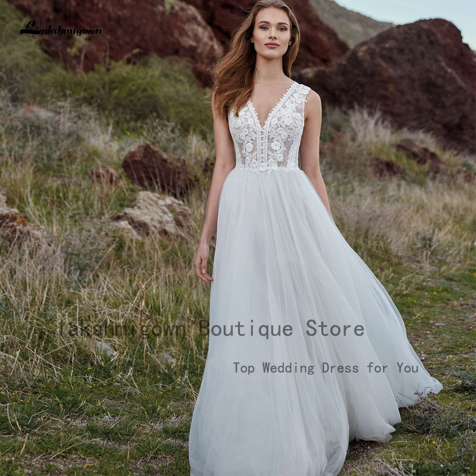 Vestido Floral Boho Wedding Dress Beach 2024 V neck Robes Sexy Bridal Tulle Long Wedding Dresses Vintage Lace Bodice Sleeveless
Vestido Floral Boho Wedding Dress Beach 2024 V neck Robes Sexy Bridal Tulle Long Wedding Dresses Vintage Lace Bodice Sleeveless
