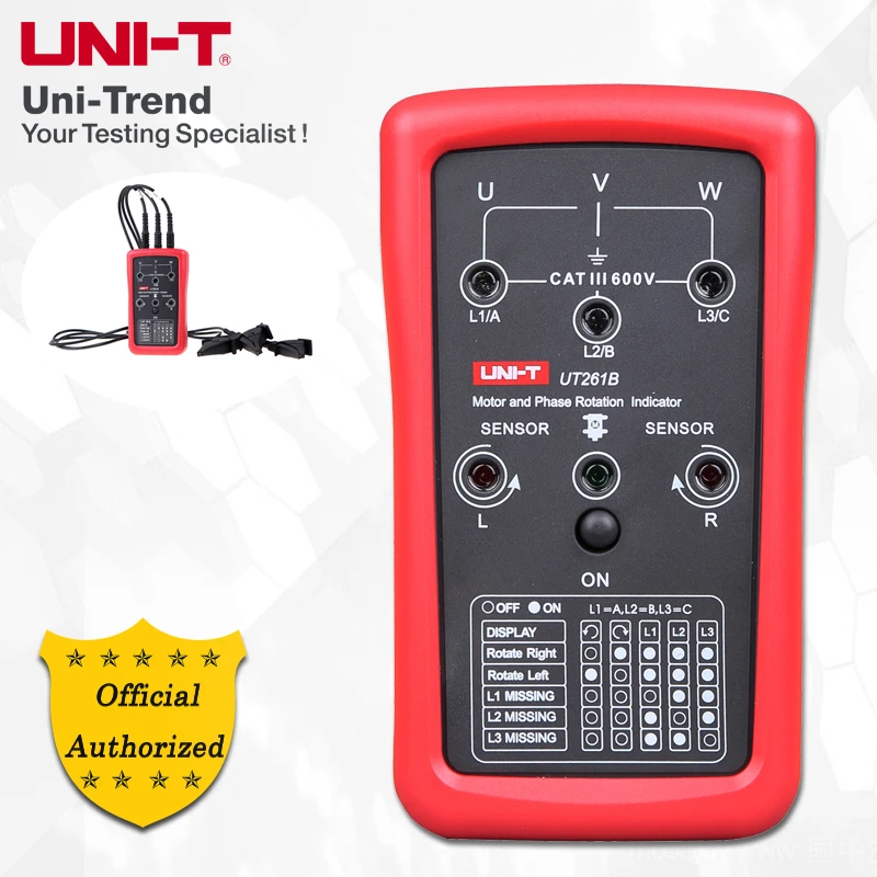 UNI-T UT261B Phase Sequence and Motor Rotation Indicator; Phase Sequencer and Motor Steering Tester
UNI-T UT261B Phase Sequence and Motor Rotation Indicator; Phase Sequencer and Motor Steering Tester