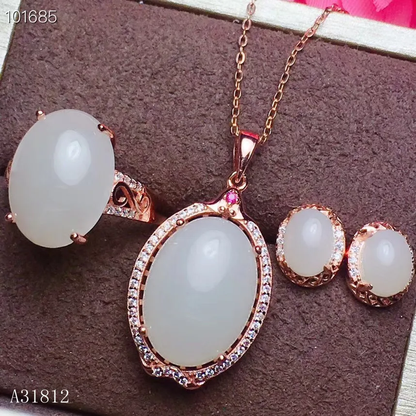 KJJEAXCMY Boutique jewelry 925 pure silver inlaid natural white jade pendant + Necklace Ring Earring suit support detection
KJJEAXCMY Boutique jewelry 925 pure silver inlaid natural white jade pendant + Necklace Ring Earring suit support detection