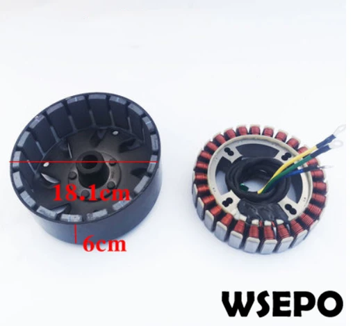 5KW 27 Pole Customized 24 Volt Stator and Rotor Kit for DC Generator Fits On 19mm Tapered 55mm Output Shaft
5KW 27 Pole Customized 24 Volt Stator and Rotor Kit for DC Generator Fits On 19mm Tapered 55mm Output Shaft