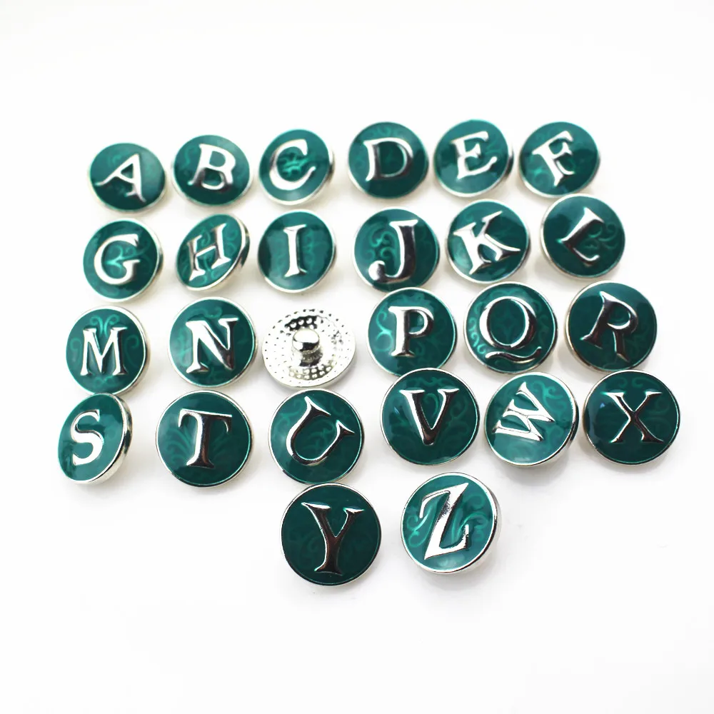 New Jewelry 26pcs/lot Green A-Z Alphabet Snap Buttons fit 18mm Ginger Button Snap Letters Making Supplies Accessories
New Jewelry 26pcs/lot Green A-Z Alphabet Snap Buttons fit 18mm Ginger Button Snap Letters Making Supplies Accessories