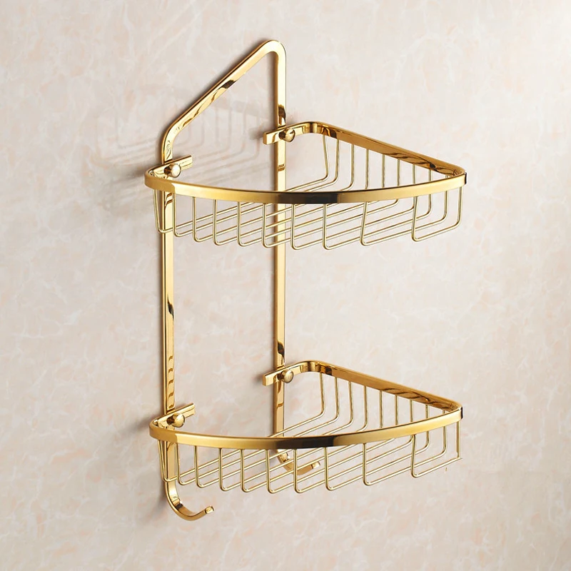 Luxury Corner Shelf with Towel Hook, 2 Tiers Shower Canddy, Polished Gold Color, Great for Bathroom and Kitchen Organizer
Luxury Corner Shelf with Towel Hook, 2 Tiers Shower Canddy, Polished Gold Color, Great for Bathroom and Kitchen Organizer