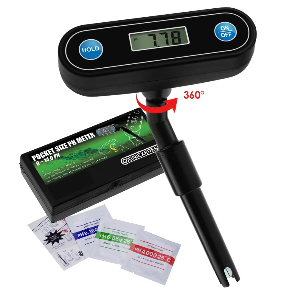 pH Meter w/ 360degree Flexible Turnable Monitor Display 0.00~14.00pH Portable Pocket for Household Drinking Water
pH Meter w/ 360degree Flexible Turnable Monitor Display 0.00~14.00pH Portable Pocket for Household Drinking Water