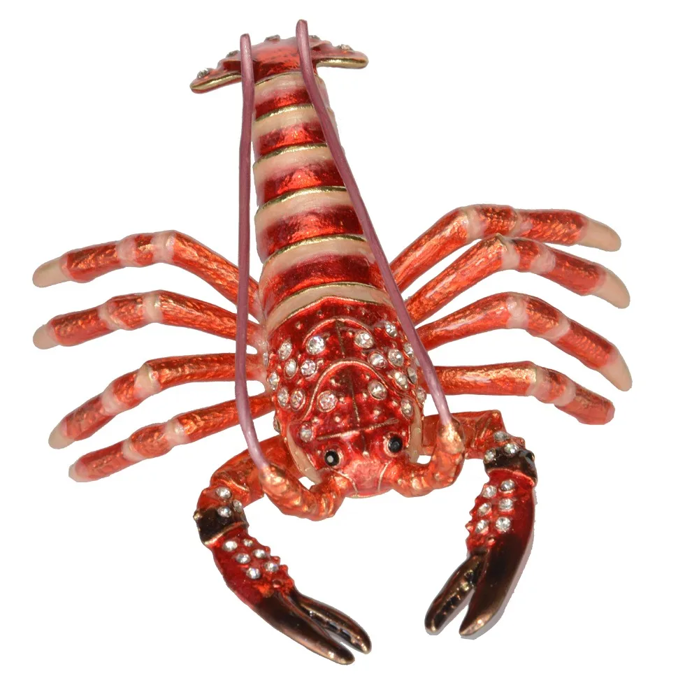 Enameled Lobster Jewelry Box with Inlaid Crystal, Marine Life Trinket Box, Pill Box, Nautical Gifts
Enameled Lobster Jewelry Box with Inlaid Crystal, Marine Life Trinket Box, Pill Box, Nautical Gifts