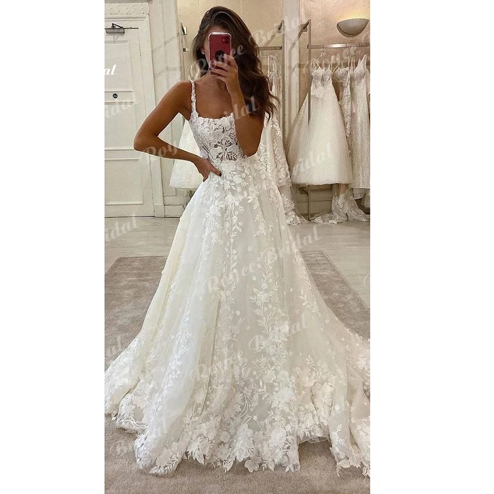 Roycebridal Square Collar Wedding Dresses 2024 Bridal Sleeveless Spaghetti Straps Floor-Length Appliques Tulle Bridal Gown
Roycebridal Square Collar Wedding Dresses 2024 Bridal Sleeveless Spaghetti Straps Floor-Length Appliques Tulle Bridal Gown