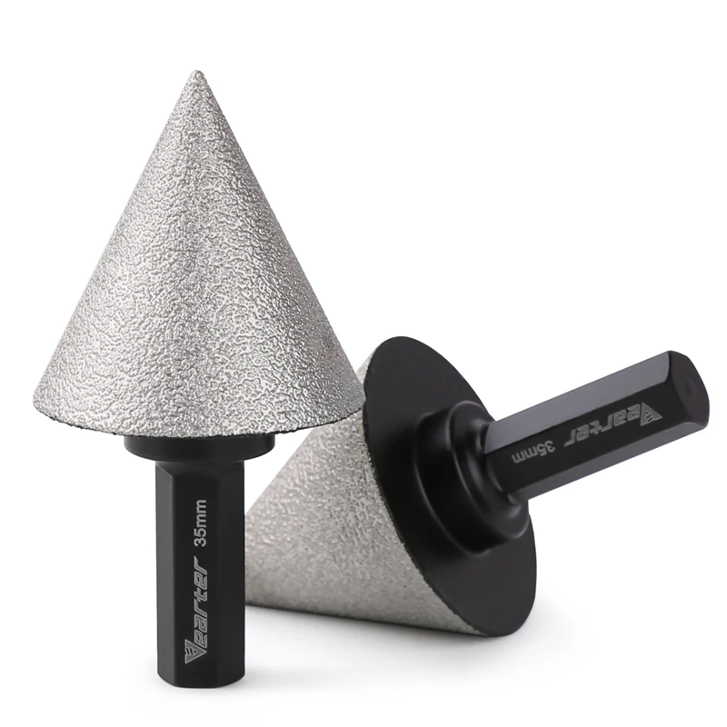 Vearter Vacuum Brazed Diamond Chamfer Drill Bit 35mm With 3/8 Hex Shank For Enlarge Shape Round Bevel Existing Hole Tile Ceramic
Vearter Vacuum Brazed Diamond Chamfer Drill Bit 35mm With 3/8 Hex Shank For Enlarge Shape Round Bevel Existing Hole Tile Ceramic
