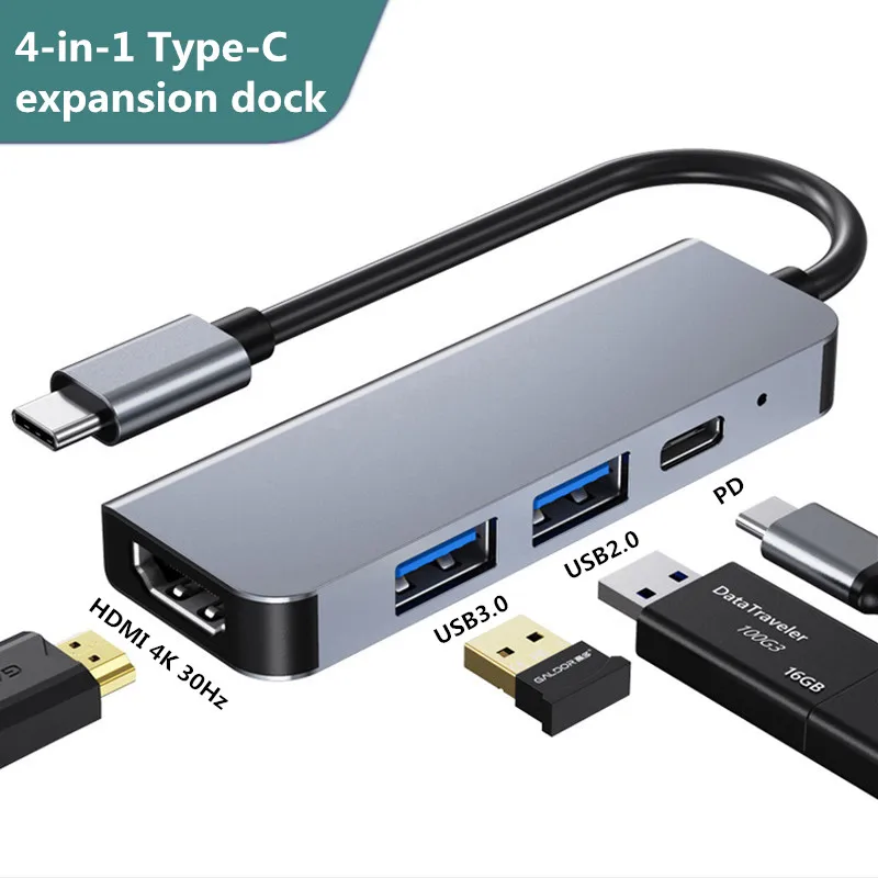 4-in-1 type-C / USB C Hub Docking Station Suitable For Mobile Phone Laptop Huawei MacBook Splitter Converter Plug and Play
4-in-1 type-C / USB C Hub Docking Station Suitable For Mobile Phone Laptop Huawei MacBook Splitter Converter Plug and Play