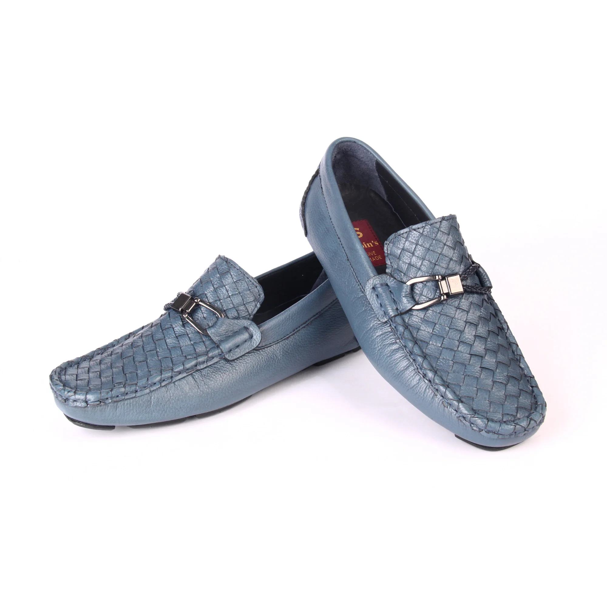 Handmade Loafers with Light Steel Blue Woven Knitted Calf Leather, Flexible Design for Extra Comfort, Men's Casual Slip On Shoes
Handmade Loafers with Light Steel Blue Woven Knitted Calf Leather, Flexible Design for Extra Comfort, Men's Casual Slip On Shoes
