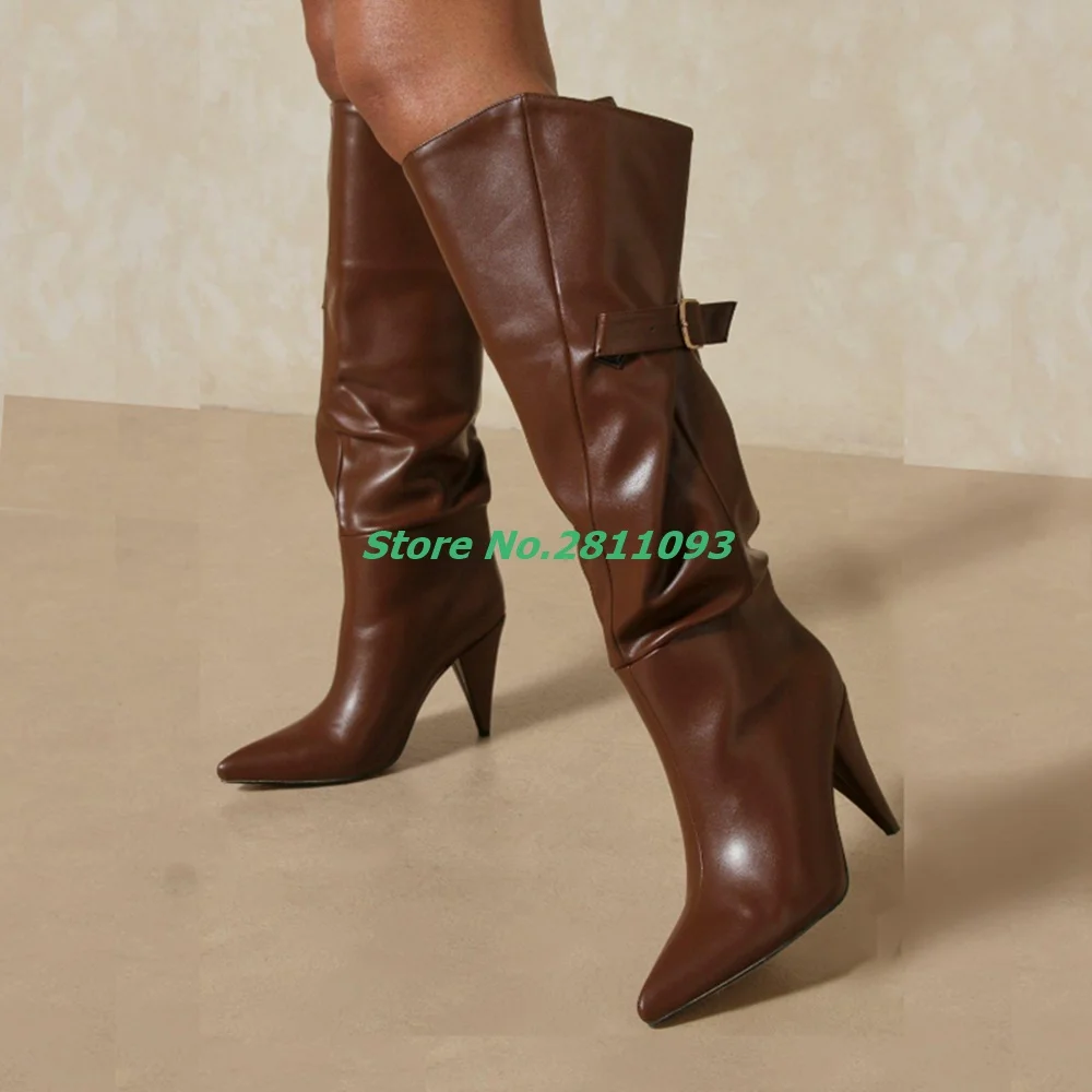 Chocolate Color Spike Heel Knee High Boots Slouchy Buckle Decor Knee High Fashin Women Dress Boots Pointed Toe Leather Black
Chocolate Color Spike Heel Knee High Boots Slouchy Buckle Decor Knee High Fashin Women Dress Boots Pointed Toe Leather Black