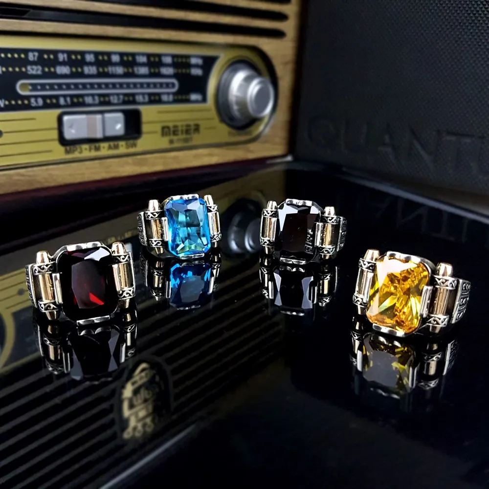 Elegant Design 925 Sterling Silver Red Black Aqua Marine And Yellow Zircon Bullet Men's Ring BikerJewelery Accesory Gift For Him
Elegant Design 925 Sterling Silver Red Black Aqua Marine And Yellow Zircon Bullet Men's Ring BikerJewelery Accesory Gift For Him