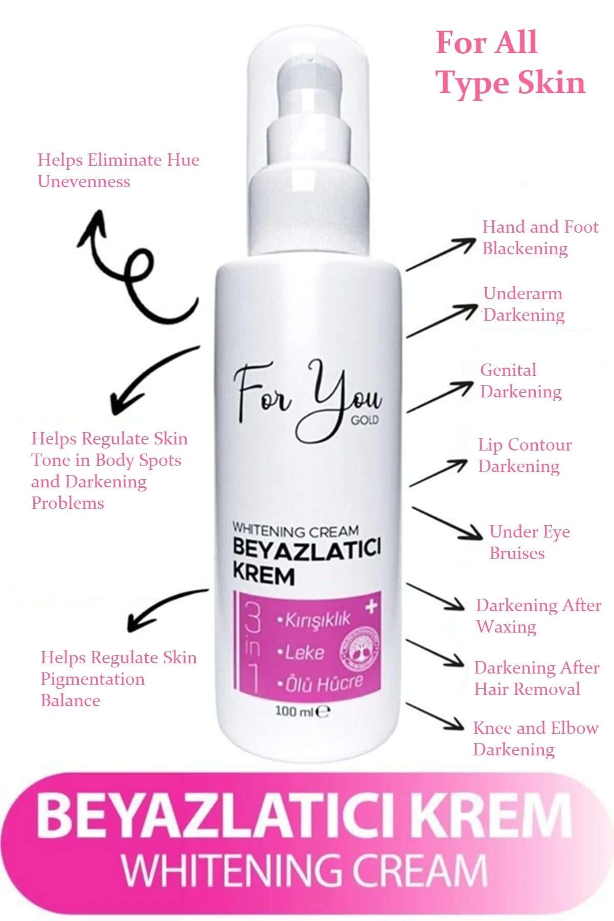 For You Gold Whitening Cream, Skin Lightening Bleaching Cream For Underarm Dark Skin Legs Knees Whitening Intimate Body Lotion
For You Gold Whitening Cream, Skin Lightening Bleaching Cream For Underarm Dark Skin Legs Knees Whitening Intimate Body Lotion