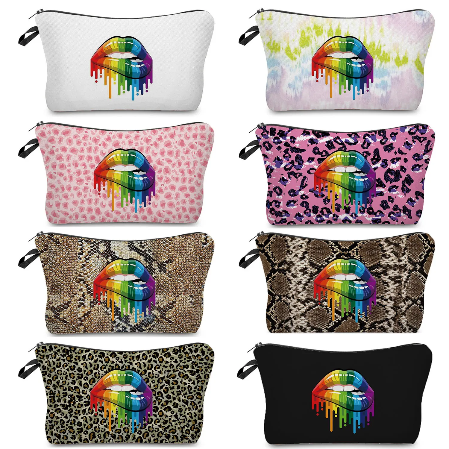 Heat Transfer Cosmetic Bags Leopard Rainbow Lips Print Makeup Bag Portable Organizer Pencil Cases High Quality Women Bag Gift
Heat Transfer Cosmetic Bags Leopard Rainbow Lips Print Makeup Bag Portable Organizer Pencil Cases High Quality Women Bag Gift