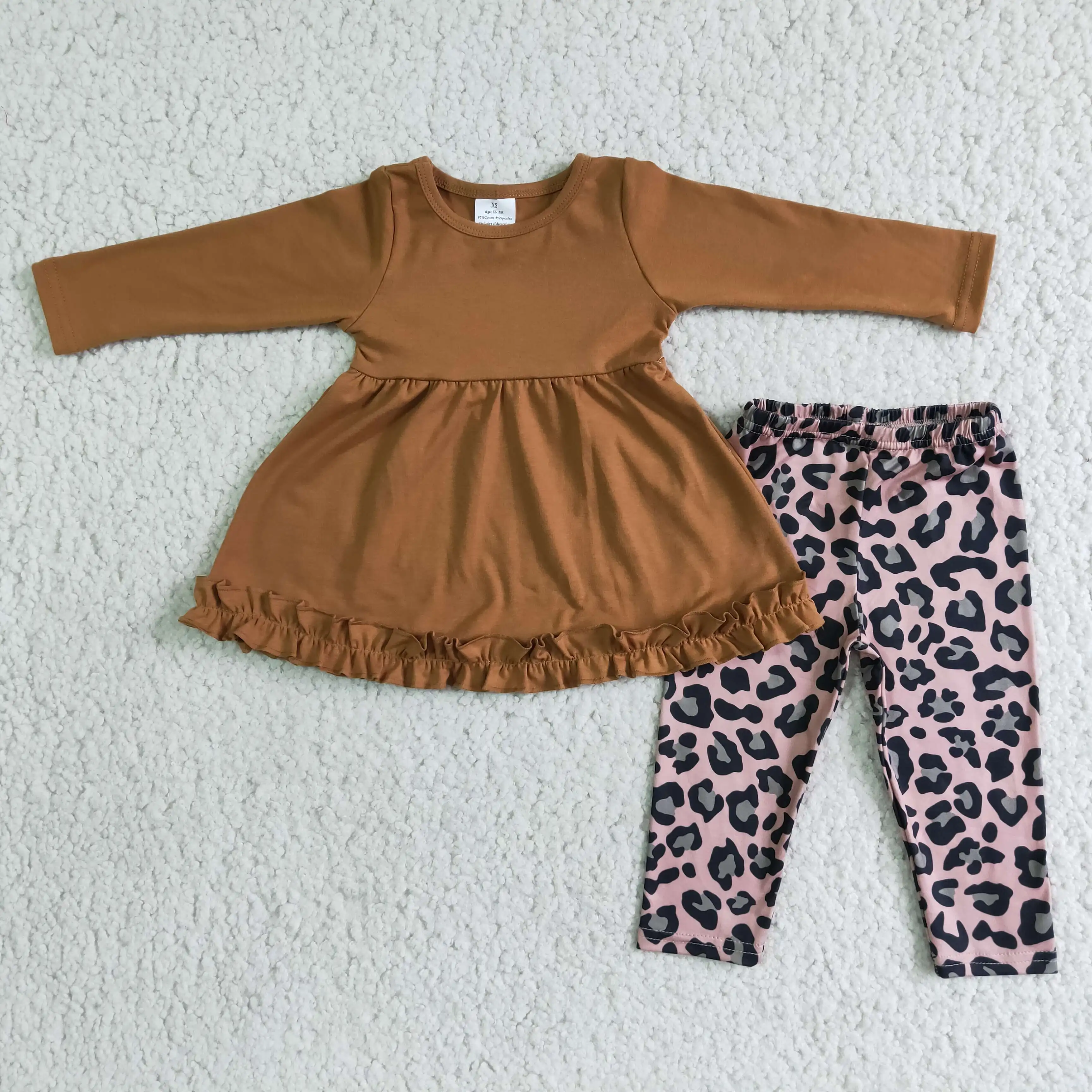 Boutique Design Girl Brown Lace Long Sleeve Top Dress Leopard Print Pink Leggings Kids Comfortable Clothing Set
Boutique Design Girl Brown Lace Long Sleeve Top Dress Leopard Print Pink Leggings Kids Comfortable Clothing Set