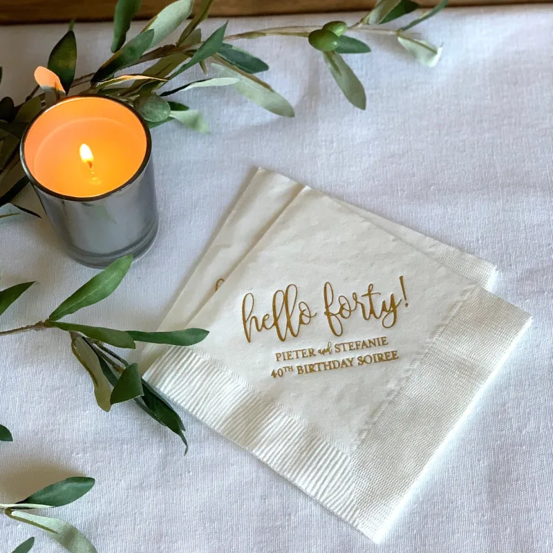 50pcs Hello Forty Personalized Birthday Napkins, 40th Birthday Napkins Custom Bar Napkins Custom Wedding Napkins
50pcs Hello Forty Personalized Birthday Napkins, 40th Birthday Napkins Custom Bar Napkins Custom Wedding Napkins