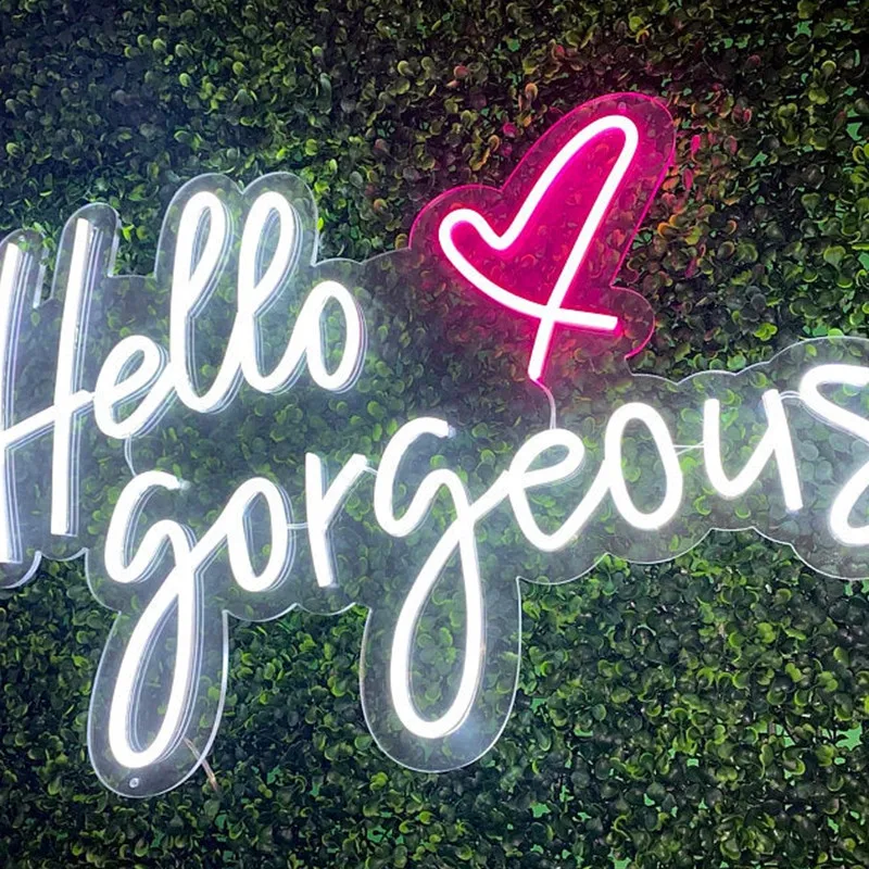Hello Gorgeous with Heart Neon Sign Custom Neon Light Office Party Wedding Birthday Decoration Ins Home Room Wall Decor
Hello Gorgeous with Heart Neon Sign Custom Neon Light Office Party Wedding Birthday Decoration Ins Home Room Wall Decor