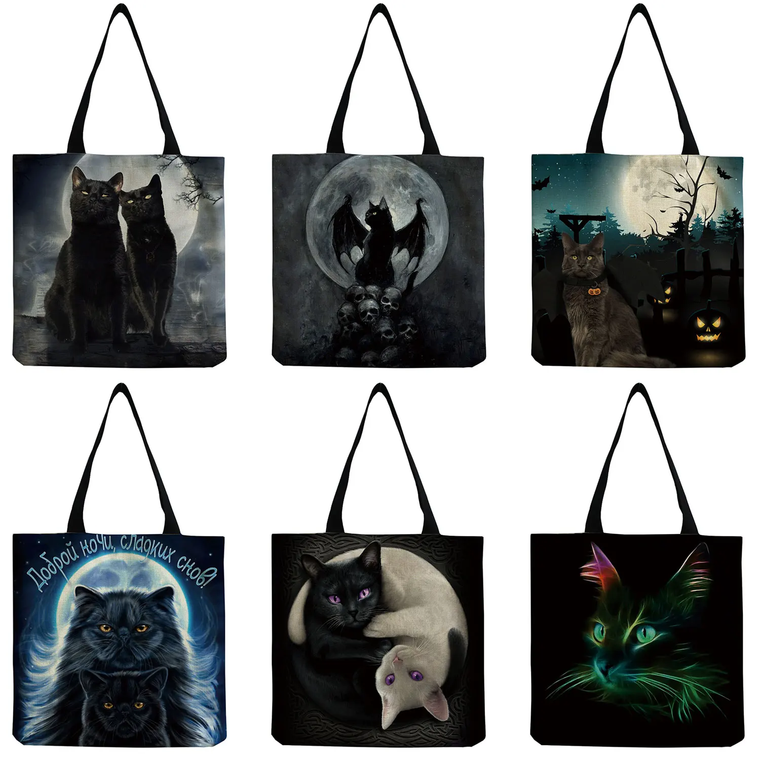 Customized Reusable Shopping Bag Moon Cat Print Tote Women Casual Handbag High Capacity Foldable Shoulder Bags Traveling Totes
Customized Reusable Shopping Bag Moon Cat Print Tote Women Casual Handbag High Capacity Foldable Shoulder Bags Traveling Totes