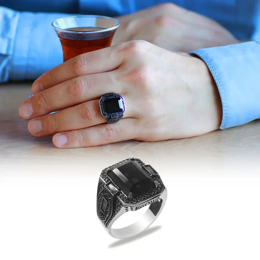 MEN 'S 925 Sterling Silver Ring, Baguette Cut Black Zircon Stone Circumference Micro Stone Mıhlamalı, men's Gift Accessories Jewelry Made in Turkey
MEN 'S 925 Sterling Silver Ring, Baguette Cut Black Zircon Stone Circumference Micro Stone Mıhlamalı, men's Gift Accessories Jewelry Made in Turkey
