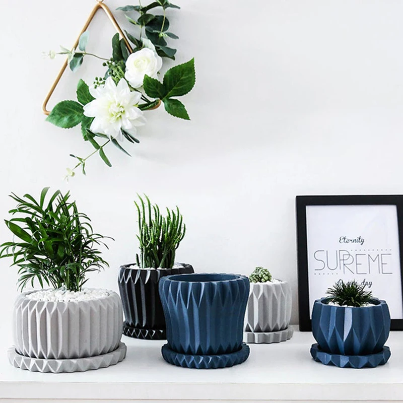 Concrete Flower pot Silicone Mold Creative Pot Tray Combination Succulent Potting Molds Nordic simple Style potted Mold
Concrete Flower pot Silicone Mold Creative Pot Tray Combination Succulent Potting Molds Nordic simple Style potted Mold