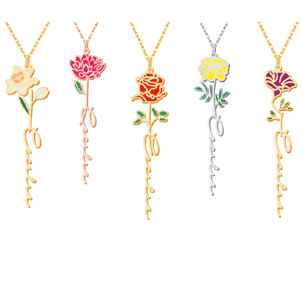 2022 New Custom Flower Name Necklace Stainless Steel Colorful Birth Flower Floral Name Necklace for Women Lover Jewelry Gift
2022 New Custom Flower Name Necklace Stainless Steel Colorful Birth Flower Floral Name Necklace for Women Lover Jewelry Gift
