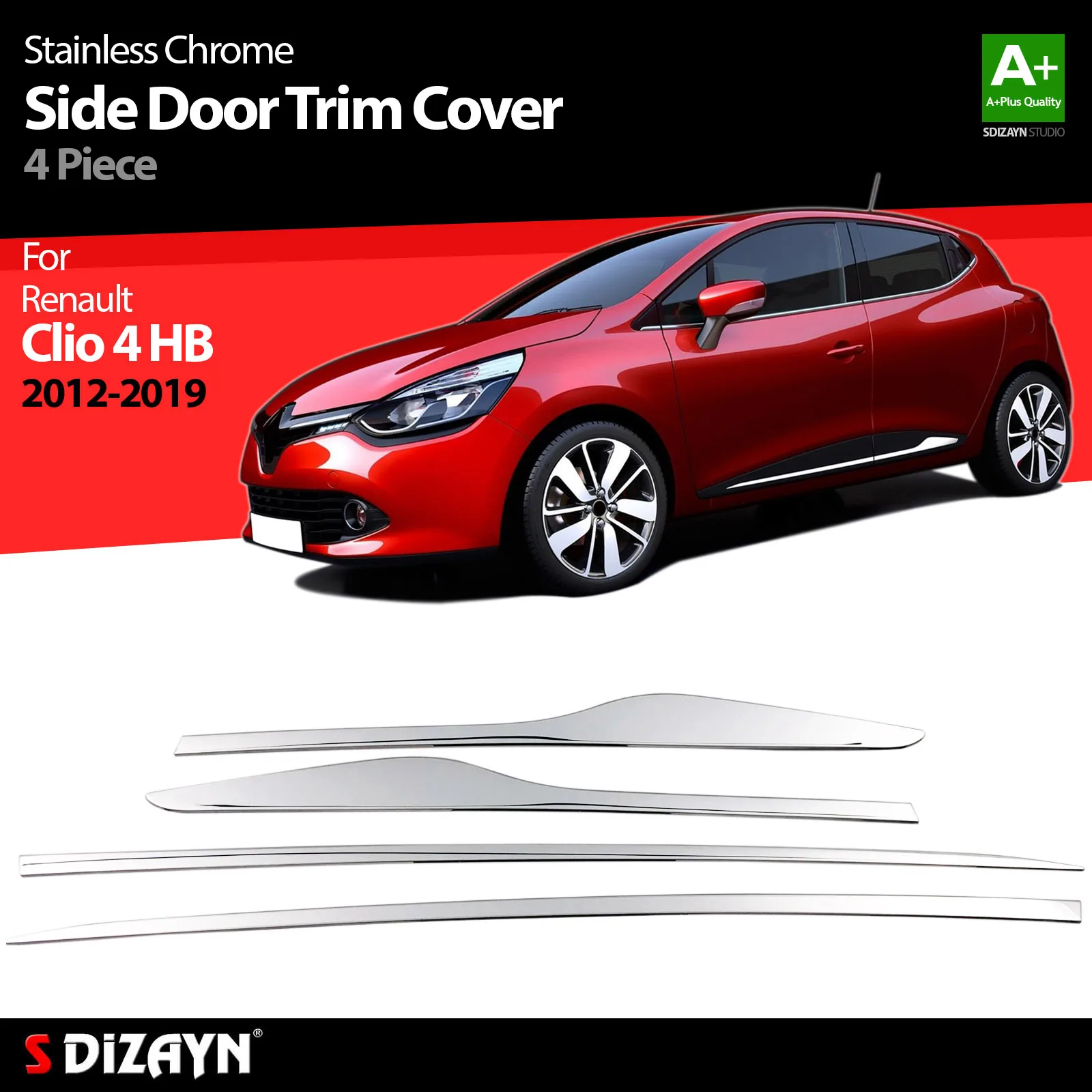 S Dizayn For Renault Clio 4 Chrome Side Door Trim Stainless Steel 4 Pcs Exterior Car Accessories Parts Auto Products Stickers
S Dizayn For Renault Clio 4 Chrome Side Door Trim Stainless Steel 4 Pcs Exterior Car Accessories Parts Auto Products Stickers