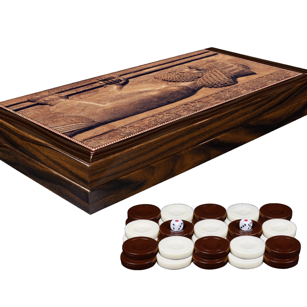 Artwork Korush Luxury Backgammon Game Set Wooden Big Size Board With Chips Checkers Dices Pieces For Gift Deck Box
Artwork Korush Luxury Backgammon Game Set Wooden Big Size Board With Chips Checkers Dices Pieces For Gift Deck Box