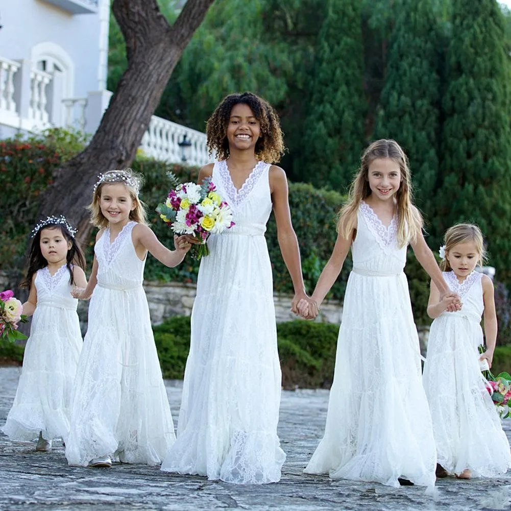 Lace Flower Girl Dresses 2021 Long Junior Bridesmaid Dress Bohemian Garden V Neck Real Model First Communion Dress for Girl
Lace Flower Girl Dresses 2021 Long Junior Bridesmaid Dress Bohemian Garden V Neck Real Model First Communion Dress for Girl