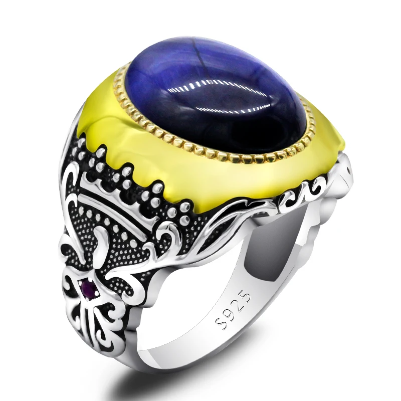 S925 Sterling Silver Türkiye Ring Vintage Classic Natural Blue Tiger Eye Fashion Jewelry Gift
S925 Sterling Silver Türkiye Ring Vintage Classic Natural Blue Tiger Eye Fashion Jewelry Gift