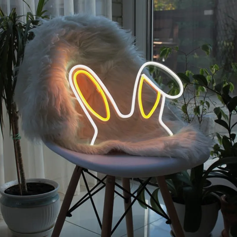 Cute Rabbit Bunny Ears Neon Light Custom Neon Signs Wall Art Gift Room Wall Decoration Rabbit lamp Led Noen Light
Cute Rabbit Bunny Ears Neon Light Custom Neon Signs Wall Art Gift Room Wall Decoration Rabbit lamp Led Noen Light