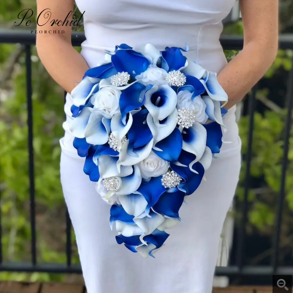PEORCHID Calla Lily Blue Cascade Bridal Bouquet Real Touch Fake Bride Flower Bouquet Bling Brooch Wedding Bouquet Jewellery
PEORCHID Calla Lily Blue Cascade Bridal Bouquet Real Touch Fake Bride Flower Bouquet Bling Brooch Wedding Bouquet Jewellery