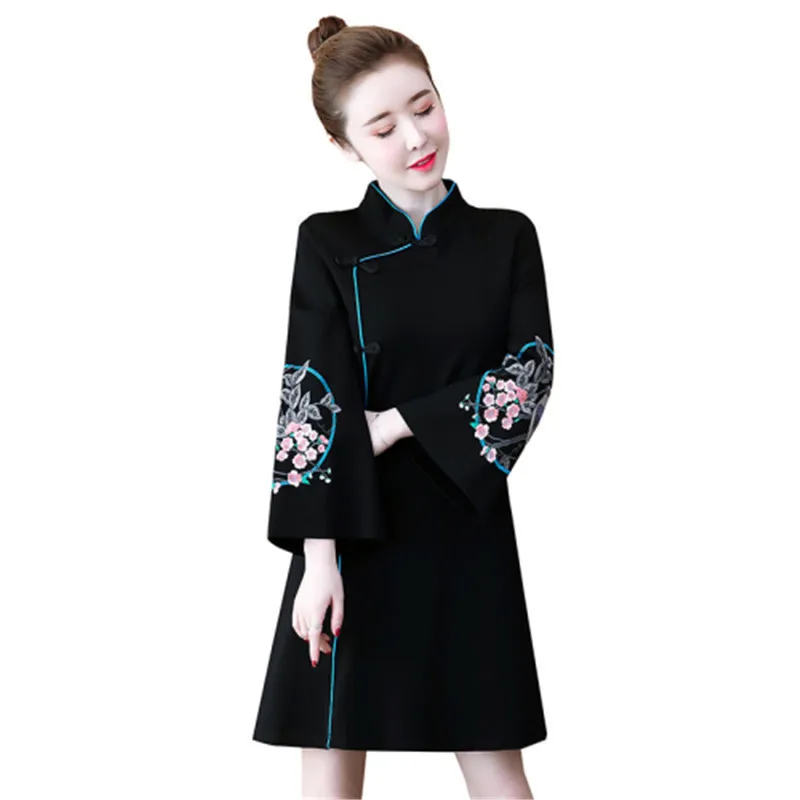 Plus size dress 2020 spring new fashion stand-up collar long-sleeved Chinese style was thin temperament dress
Plus size dress 2020 spring new fashion stand-up collar long-sleeved Chinese style was thin temperament dress