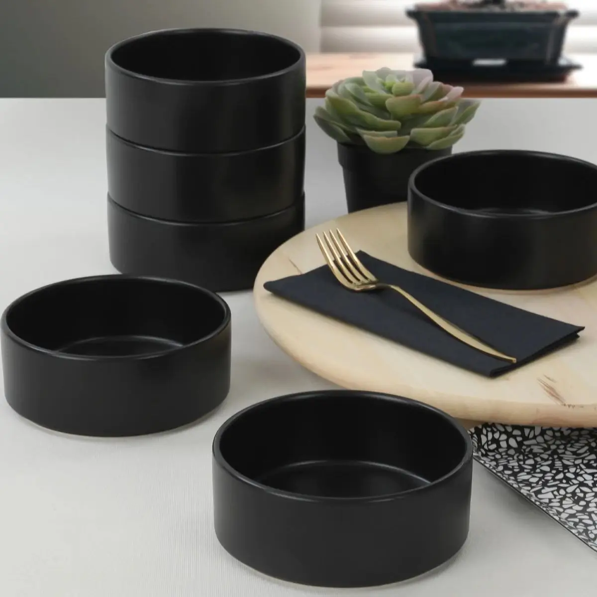 Soup Bowls Matte Black 14Cm Diameter 6 Pcs. Thick Ceramic Plates Design Elegant Bowls Kitchen Tableware Dinnerware Sets Dowry
Soup Bowls Matte Black 14Cm Diameter 6 Pcs. Thick Ceramic Plates Design Elegant Bowls Kitchen Tableware Dinnerware Sets Dowry