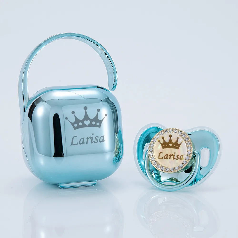MIYOCAR personalized Metallic gold blue bling pacifier and pacifier storage box Nipple Storage set case holder
MIYOCAR personalized Metallic gold blue bling pacifier and pacifier storage box Nipple Storage set case holder