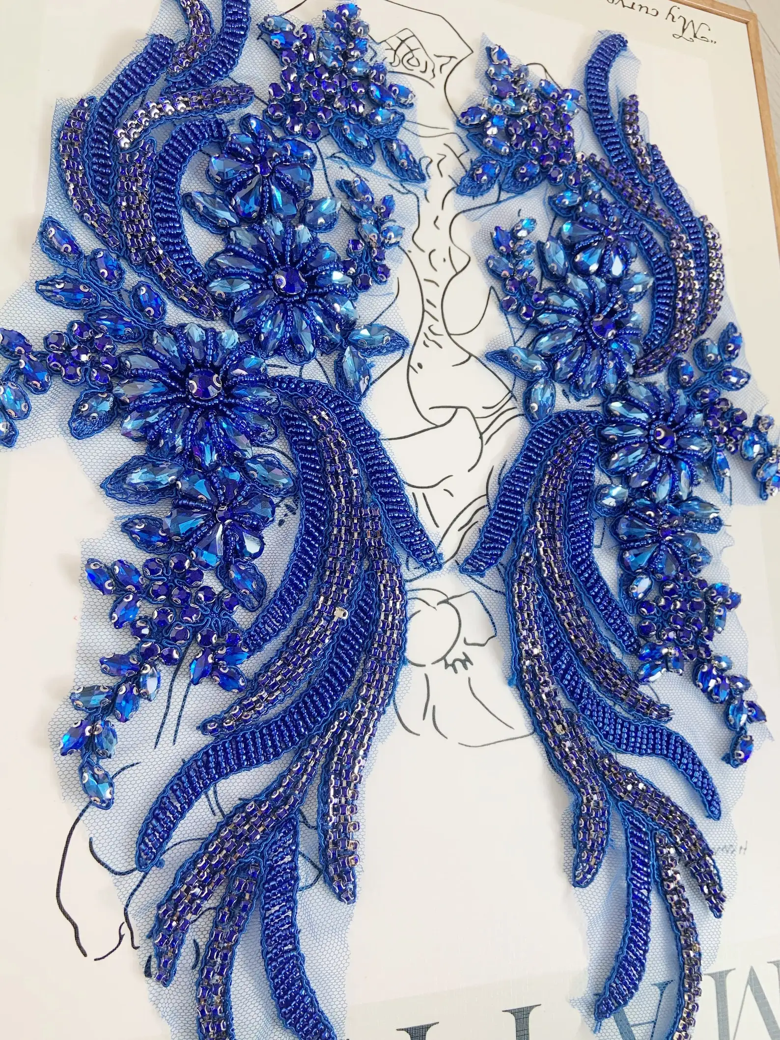 Blue Rhinestone Applique, Heavy Bead Crafted Rhinestone Applique For Bridal For Couture, Dance Costume
Blue Rhinestone Applique, Heavy Bead Crafted Rhinestone Applique For Bridal For Couture, Dance Costume