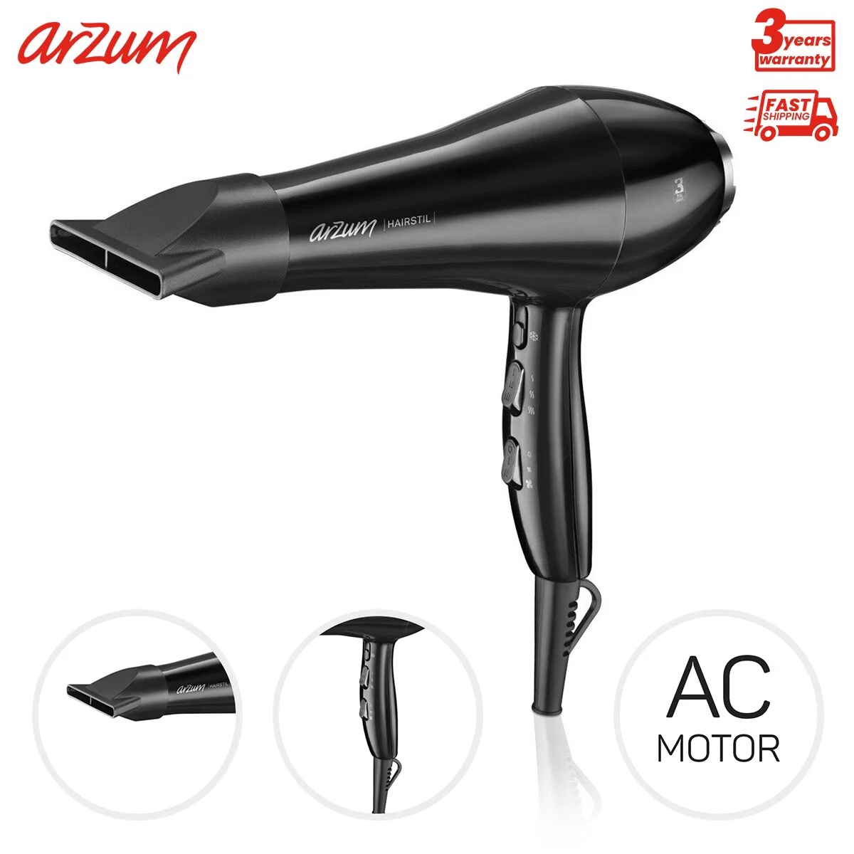 Arzum Hairstil Professional Hair Dryer 2200W Professional Hair Dryer Strong Wind Salon Hair Dryer Hot & Cold Drying High Speed Hairdryer Temeperature Control Salon Dryer Hot &Cold Wind
Arzum Hairstil Professional Hair Dryer 2200W Professional Hair Dryer Strong Wind Salon Hair Dryer Hot & Cold Drying High Speed Hairdryer Temeperature Control Salon Dryer Hot &Cold Wind