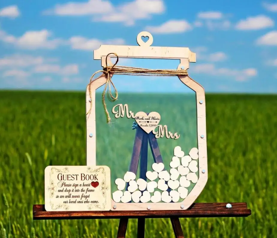 Mr and Mrs Mason jar wedding guest book alternative sign, Mason jar drop box guest book
Mr and Mrs Mason jar wedding guest book alternative sign, Mason jar drop box guest book