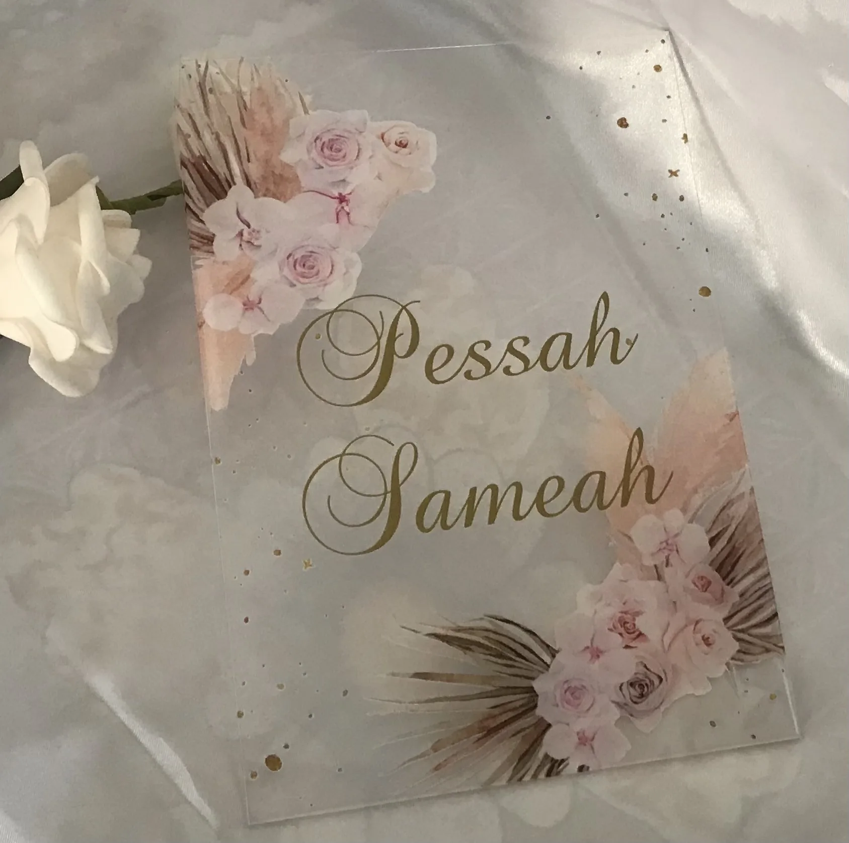 Transparent Acrylic Passover Invitation, Pesach Sameach, Custom, 10Pcs 
Transparent Acrylic Passover Invitation, Pesach Sameach, Custom, 10Pcs