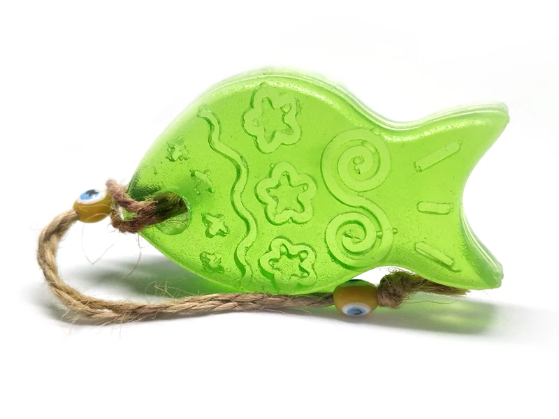 Trasnparent Fish-looking decorative handmade soap gift soap with thread and evil eye bead in green color
Trasnparent Fish-looking decorative handmade soap gift soap with thread and evil eye bead in green color