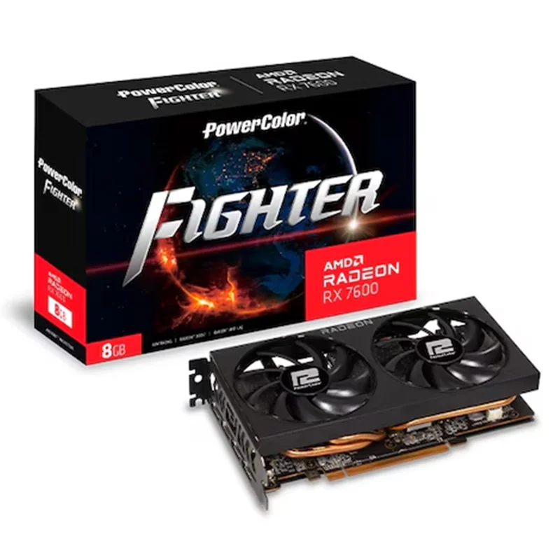 Rx7600 {Powercolor Official Retailer} Radeon Rx 7600 Fighter V2 D6 8Gb Daewon Cts *منتج أصلي محلي، شحن في نفس اليوم*