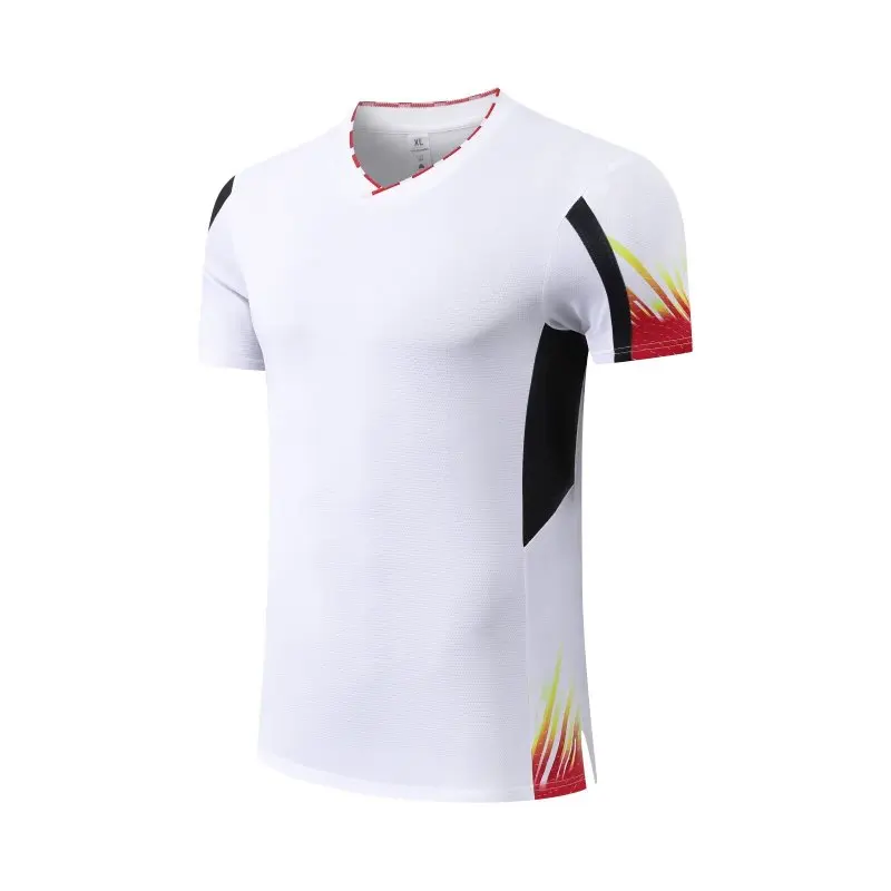 V neck Badminton Shirt Professional Table Tennis Jersey Unisex Short Sleeved Sports Tshirt Yellow Red White Pickleball Game Tee - Image 4