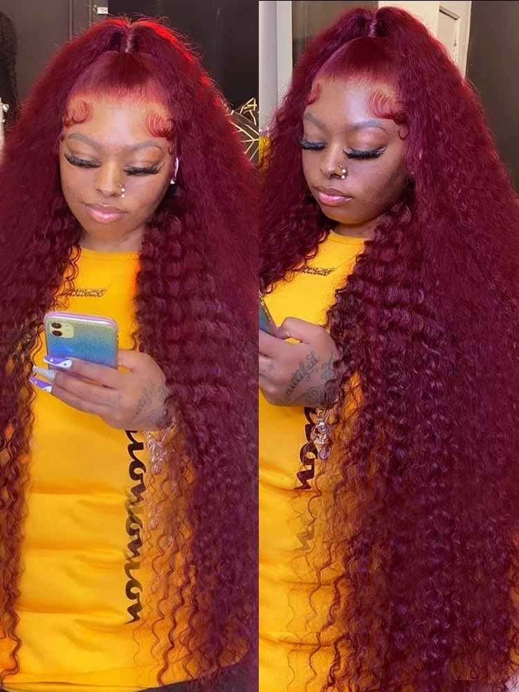 

Mossily Deep Wave 99J Бордовый 13x6 Парик Фронта Шнурка Человеческие Волосы 13x4 Вьющиеся 30 40 Дюймов HD Прозрачные Парики Фронта Шнурка Бразильский