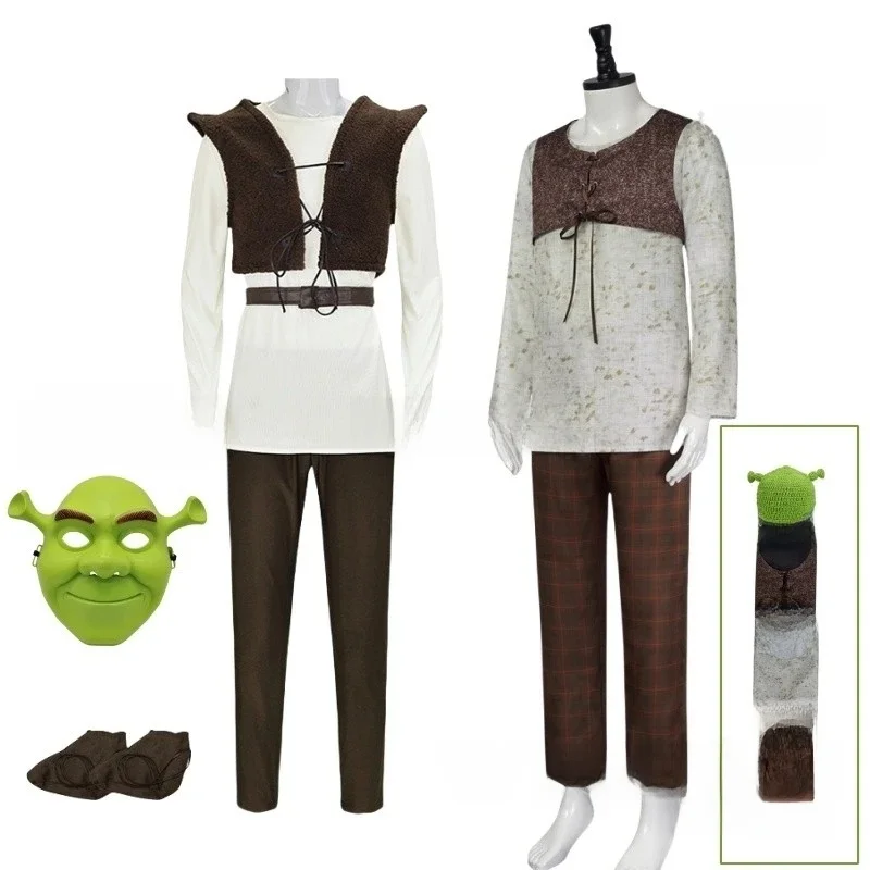 Film Monster Shrek kostiumy Cosplay maska ​​Shrek Top kamizelka spodnie dla mężczyzn wydajność do odgrywania ról Halloween karnawałowe stroje imprezowe — zdjęcie 2