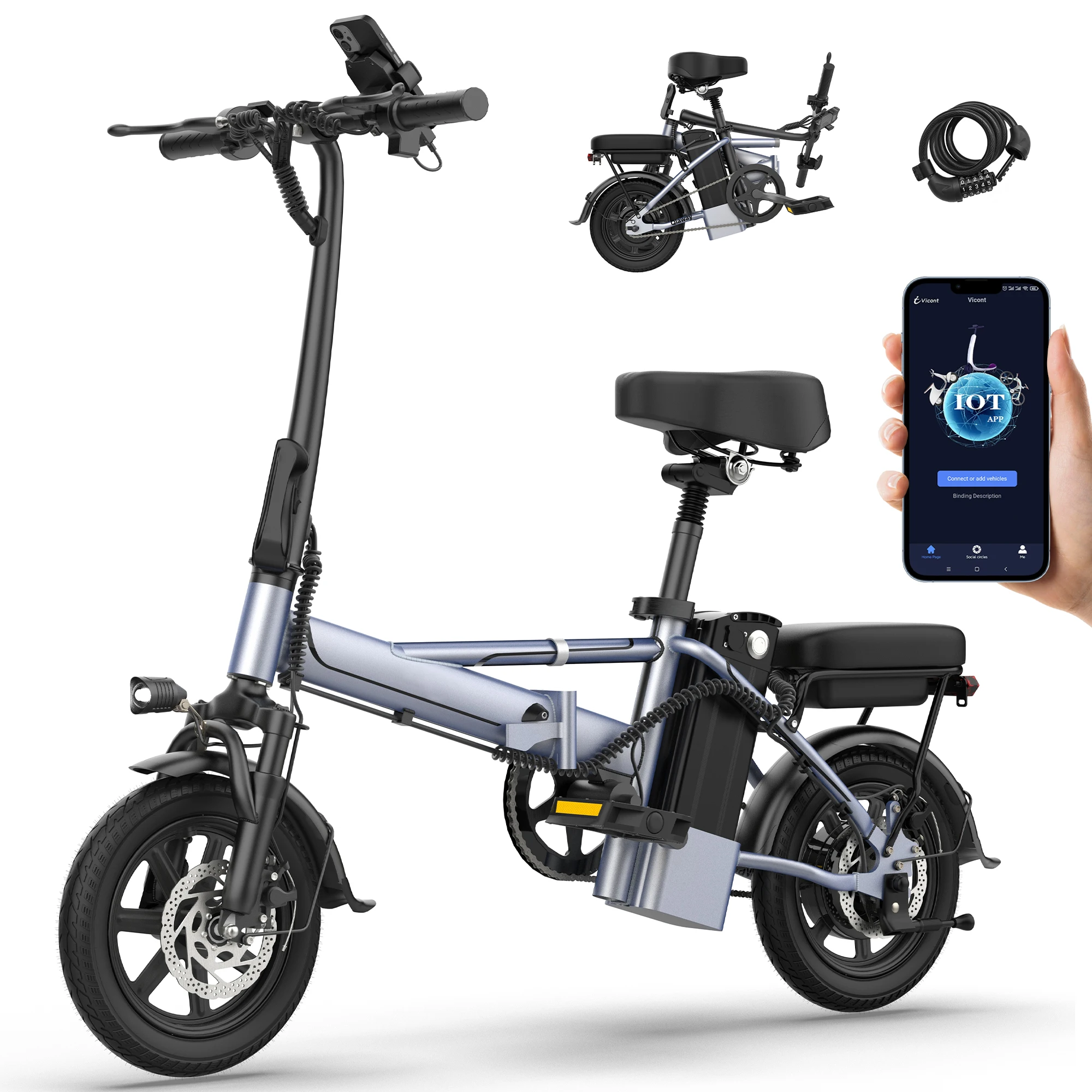 2025 Nieuwe AOVOPRO E14/E14Pro elektrische fiets 1000W piekmotor 14 inch 48V 15,6 Ah 62 km lange afstand 35 km/u opvouwbaar met app EBike - afbeelding 2