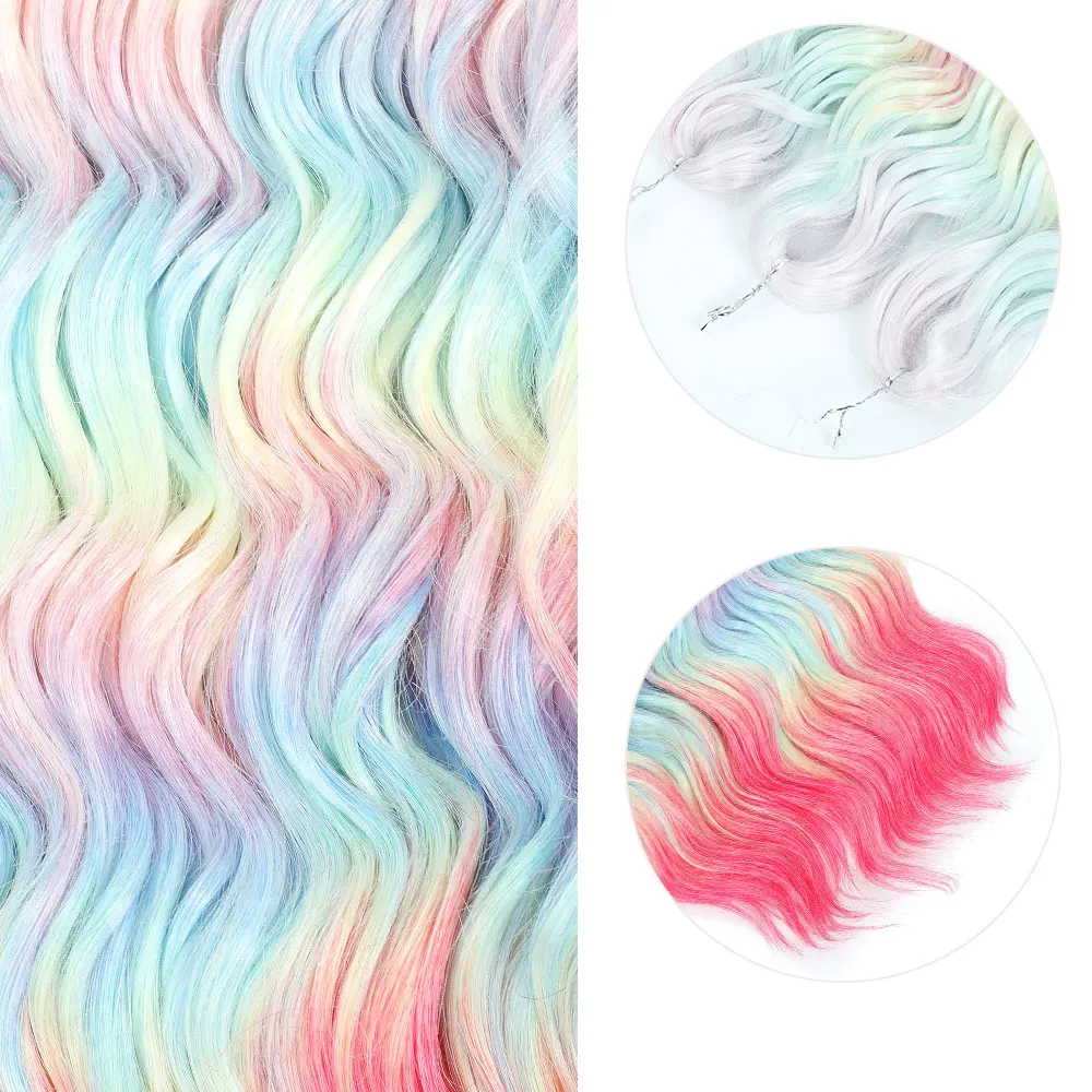 24 بوصة الاصطناعية تويست الكروشيه الشعر العميق متموج العاطفة تويست الكروشيه الشعر أومبير شقراء شقراء قوس قزح تجديل وصلات شعر #4