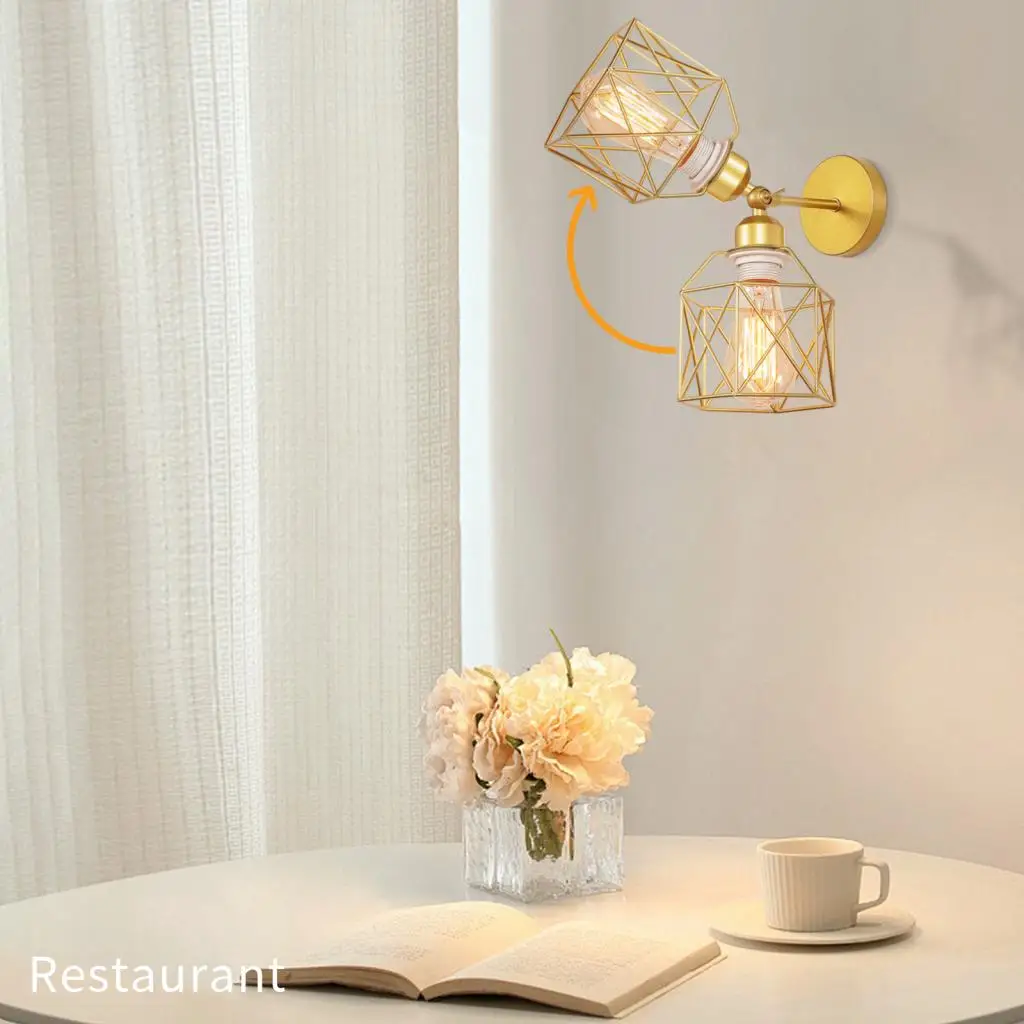 

Промышленные винтажные настенные бра с проволочной клеткой, прикроватная лампа для гостиной, ресторана, домашнего декора, светильники E27