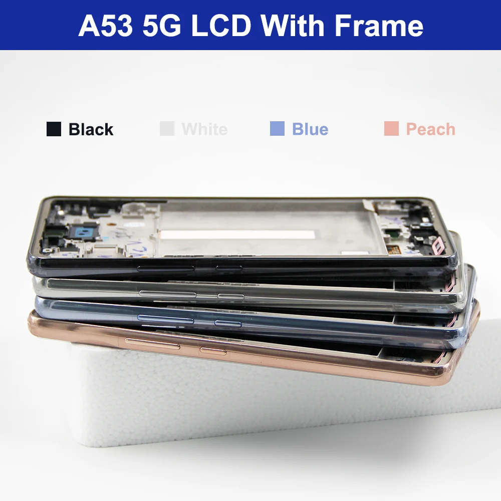 AMOLED A536 Screen Replacment for Samsung A53 5G A536B SM-A536B/DS SM-A536U LCD Display Touch Screen + Frame Assembly