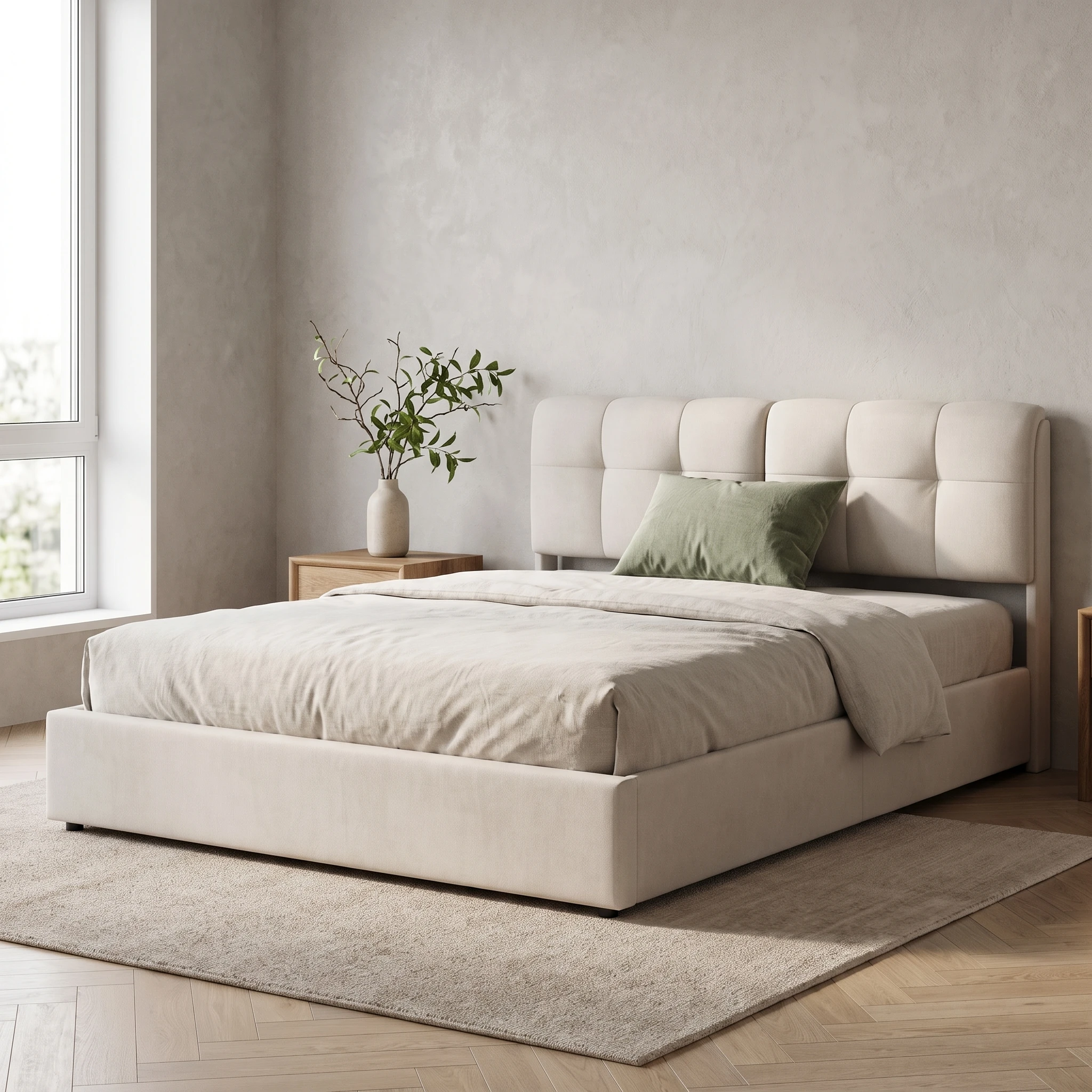 Letto matrimoniale imbottito 160x200 cm, rivestimento in velluto con trapuntatura a quadri, contenitore idraulico per riporre oggetti, incluso. Base Letto a Doghe, Struttura Letto Senza Materasso