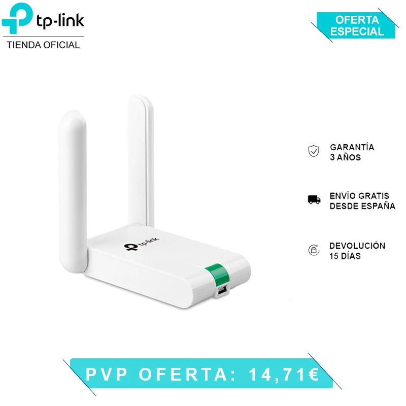 TP-LINK TL-WN822N USB WiFi adapter Wireless N 300Mbps High Sensitivity 2 antennas 3dBi cable 1.5m network WPS QSS