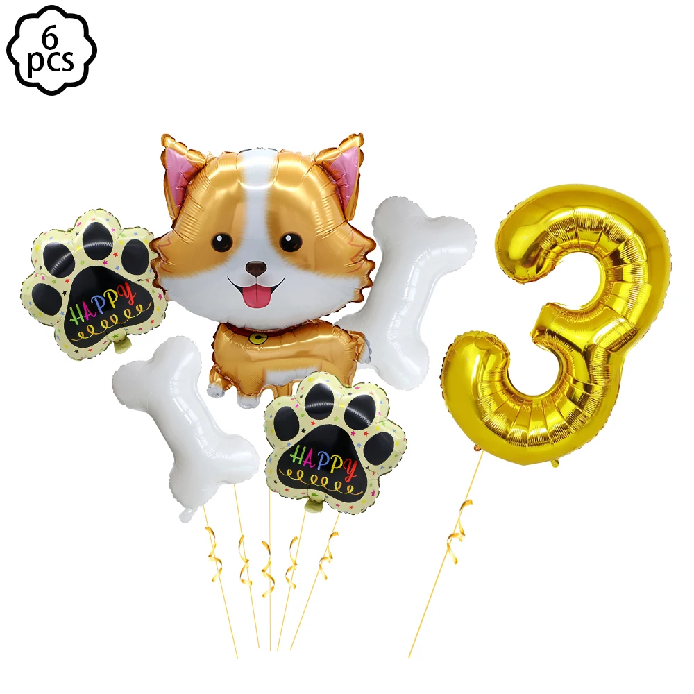 Pet dog Birthday Balloon set Decoration puppy Paw Bone dog Balloon dog Birthday Party Decoration Let's Pawty Party Decoration