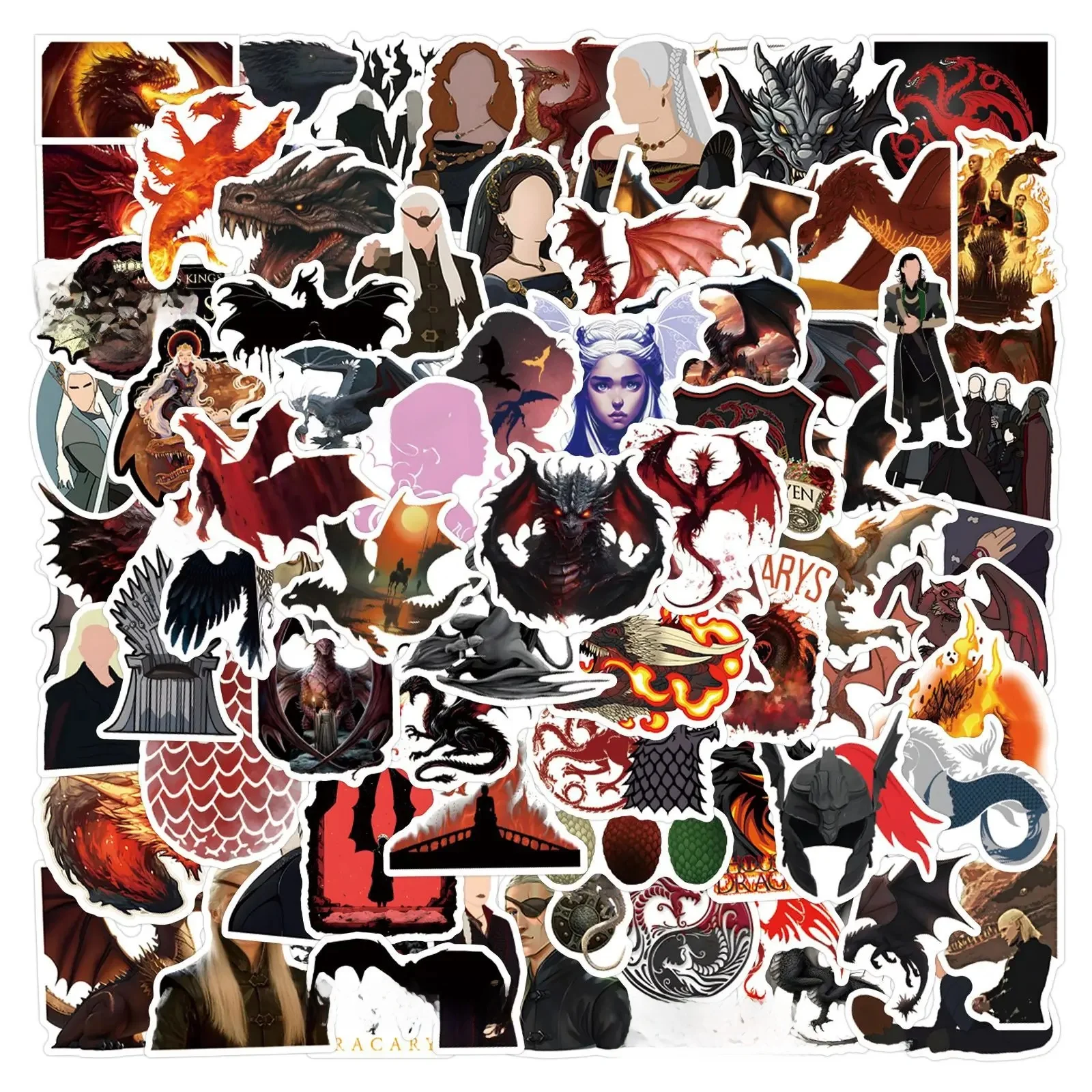 AliExpress FANLU 10/50/110PCS Ouse Of The Dragon Stickers Game of Thrones Cartoon Sticker TV Decals Fridge Luggage Laptop Phone Guitar Bike Toy